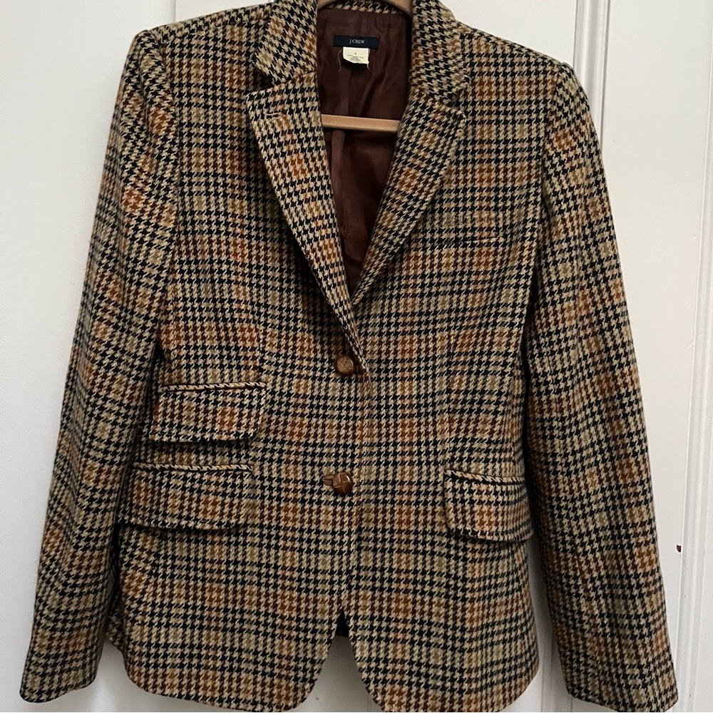 J. Crew Brown and Tan Checkered Blazer
